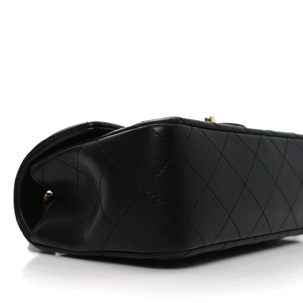 Chanel Lambskin Quilted Mini Rectangular Flap Black