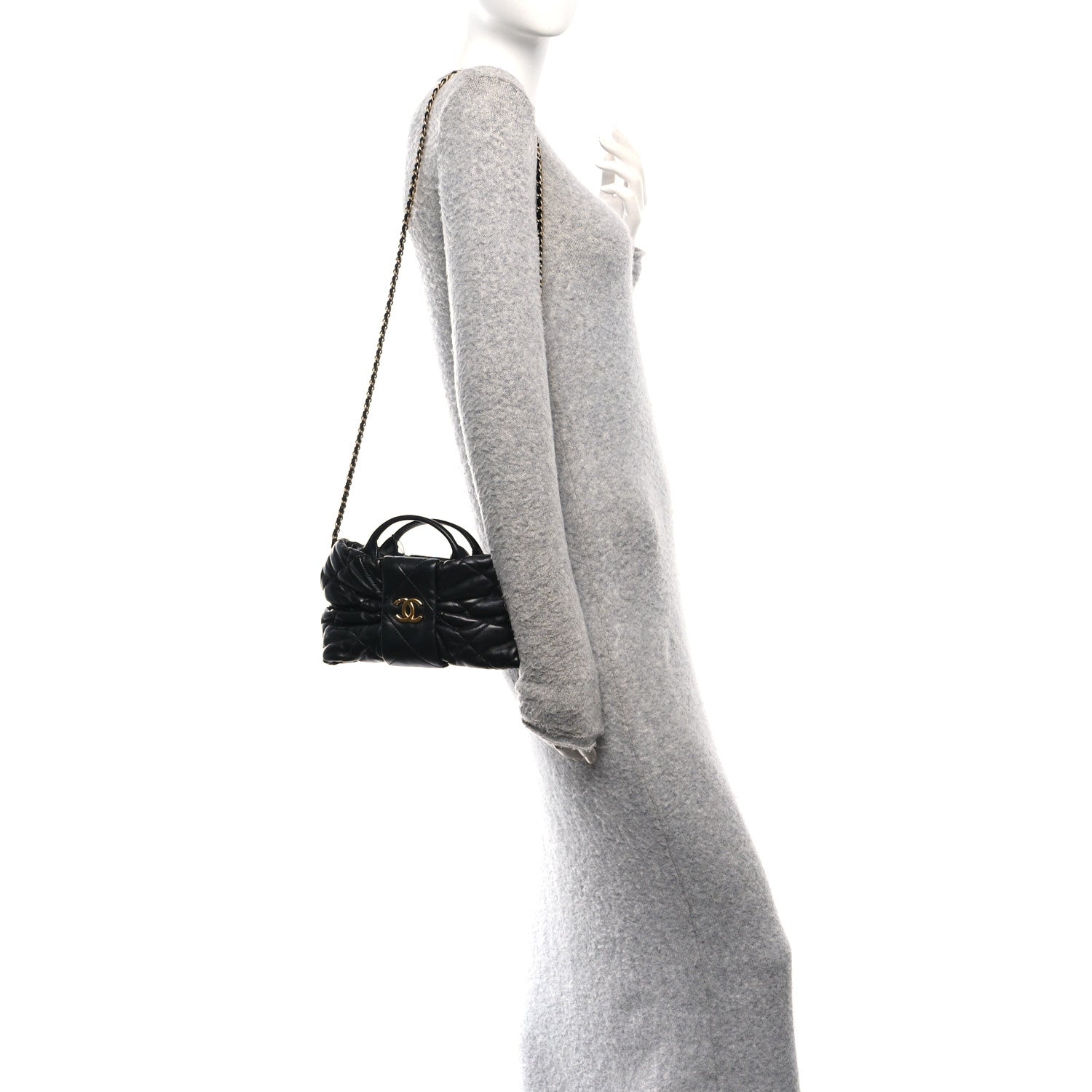 Chanel Lambskin Quilted Mini Bow Bag Black