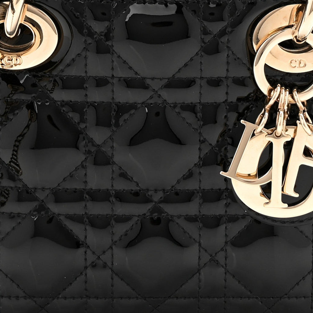 Christian Dior Patent Cannage Mini Lady Dior Black