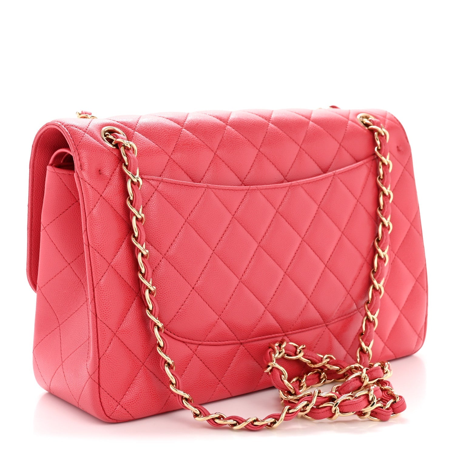 Chanel Caviar Quilted Jumbo Double Flap Dark Pink