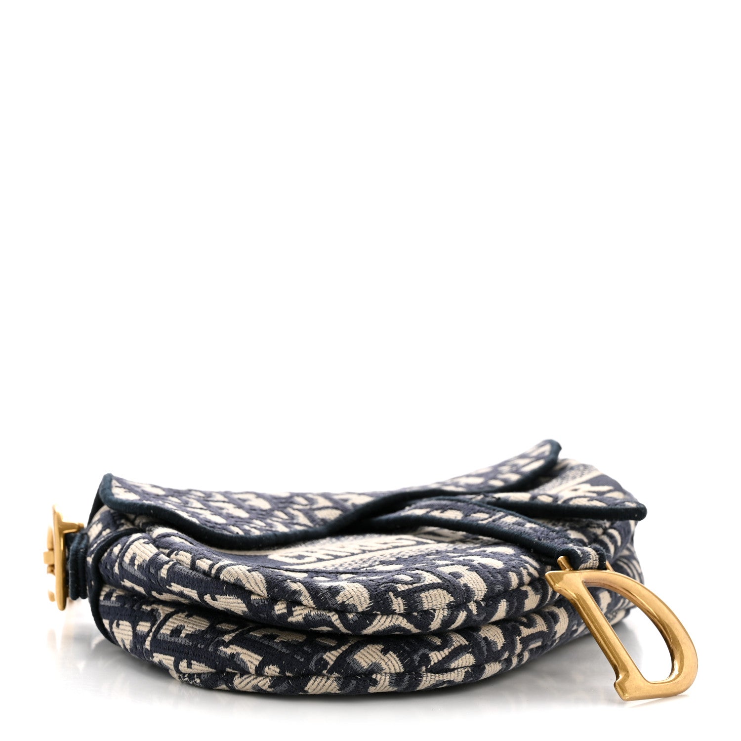 Christian Dior Oblique Embroidered Saddle Bag Blue