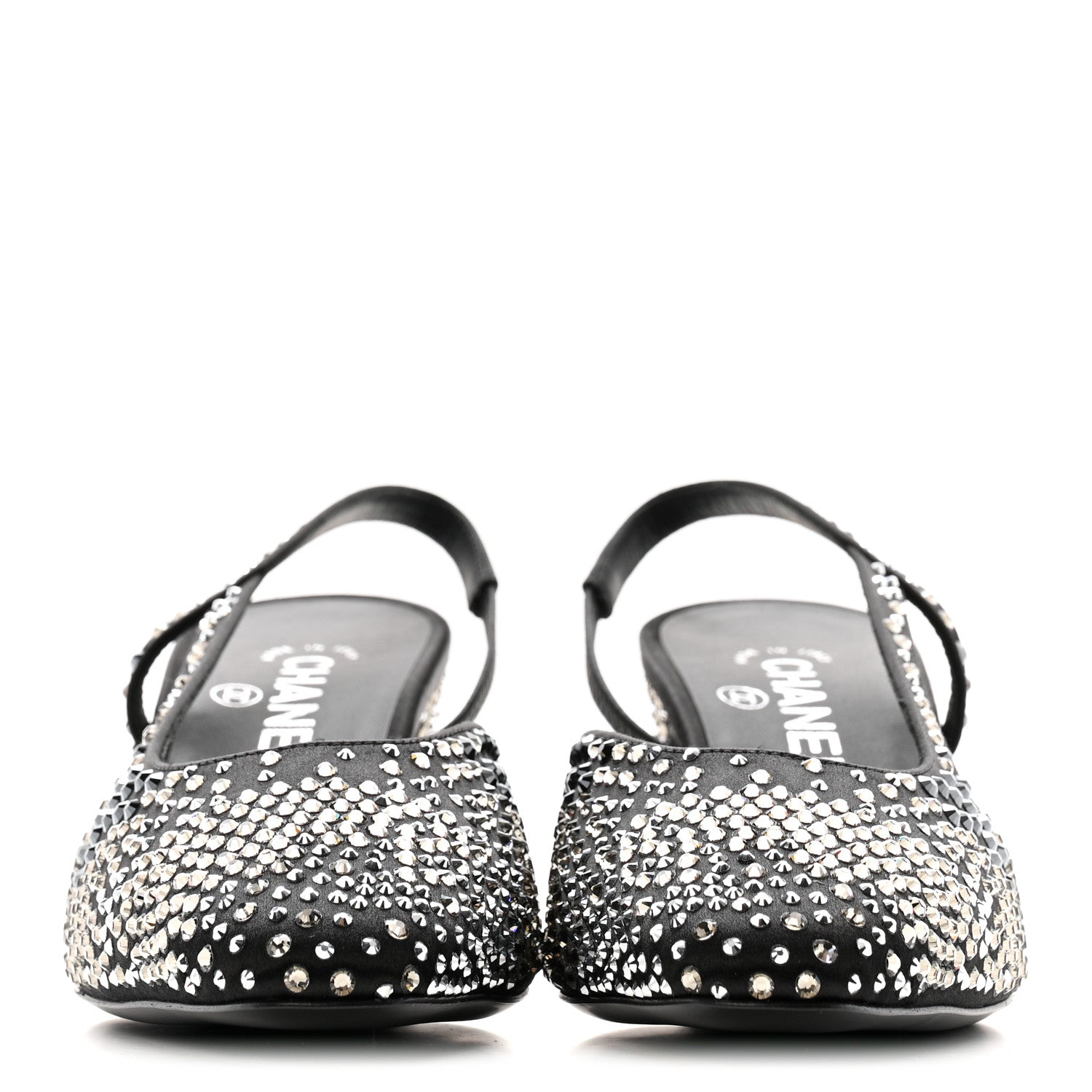 Chanel Strass Cap Toe CC Slingback Pumps 39.5 Black