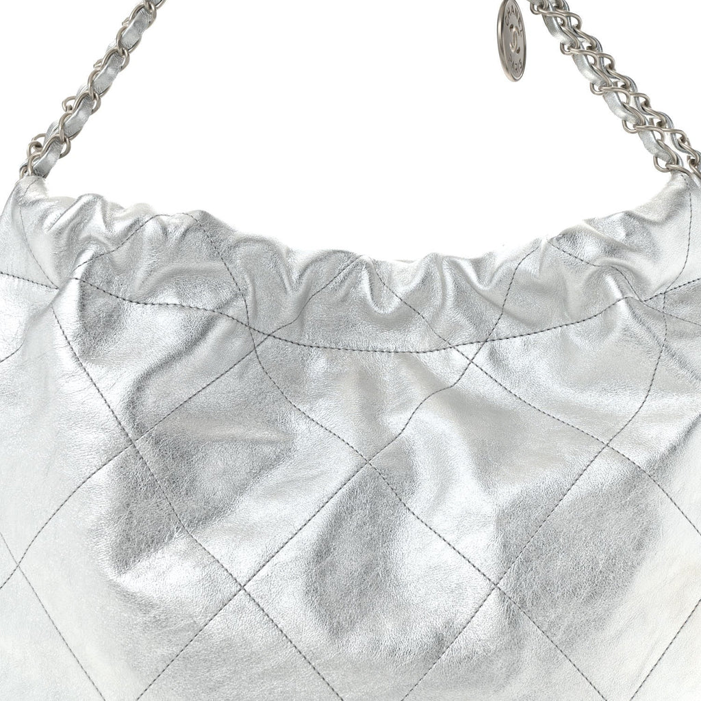 Chanel Metallic Calfskin Quilted Chanel 22 Silver