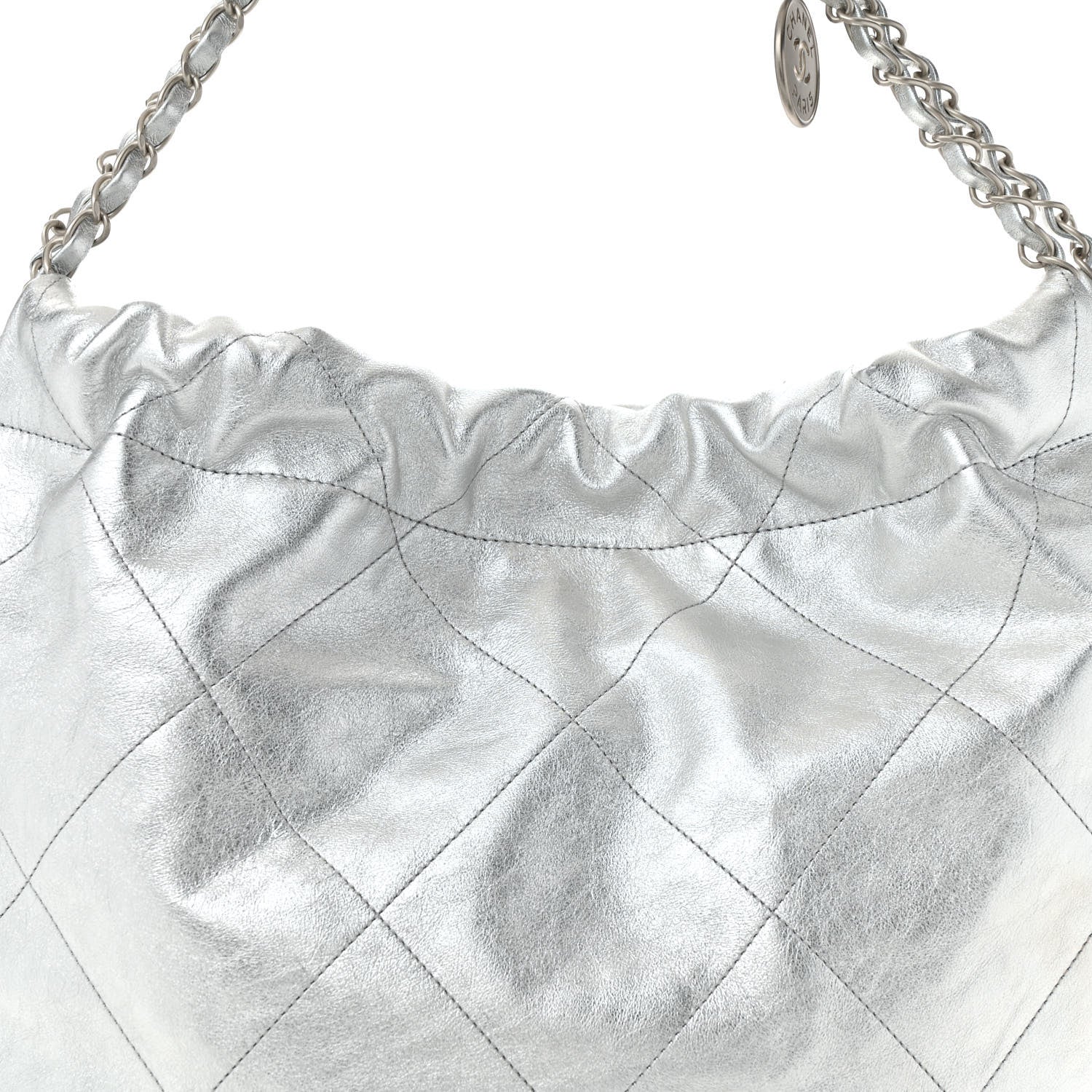 Chanel Metallic Calfskin Quilted Chanel 22 Silver