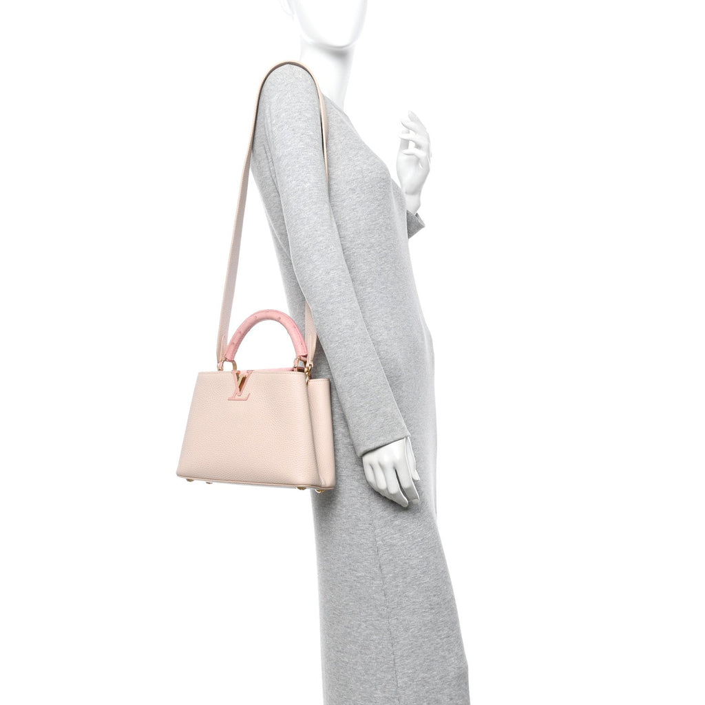 Louis Vuitton Taurillon Ostrich Capucines BB Powder Pink Beige