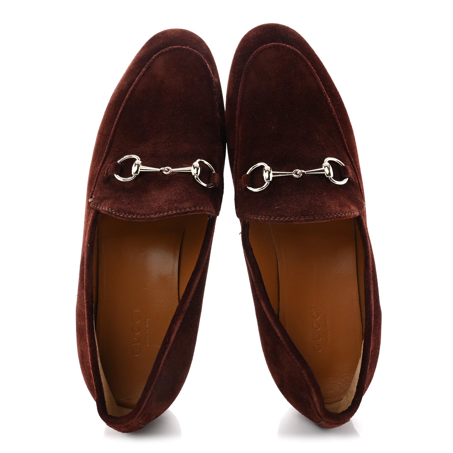 Gucci Suede Horsebit Womens Jordaan Loafers 38.5 Brown