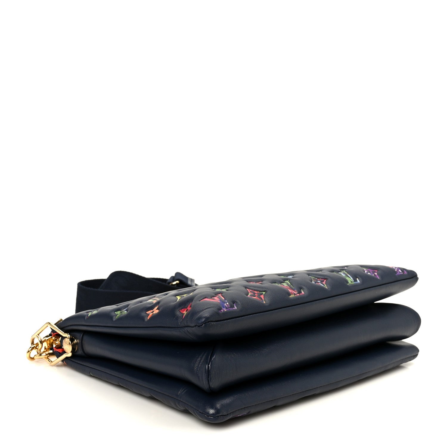 Louis Vuitton Lambskin Embossed Monogram LV Garden Coussin MM Navy Blue