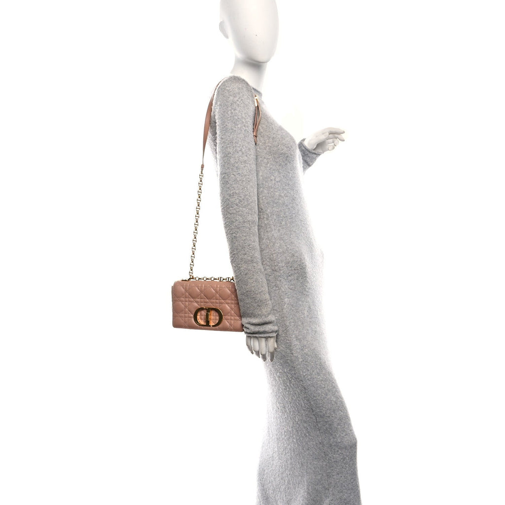 Christian Dior Calfskin Cannage Small Caro Bag Rose De Vents