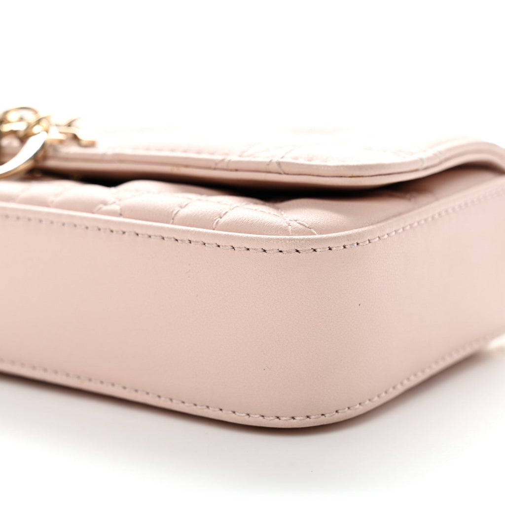 Christian Dior Lambskin Cannage Dior Talk Phone Pouch Rose Poudre