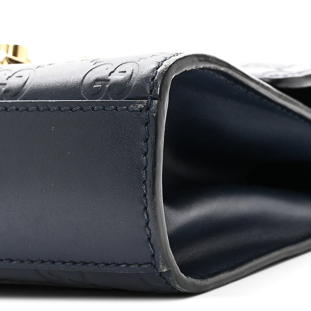 Gucci Guccissima Small Padlock Shoulder Bag Blue Agata
