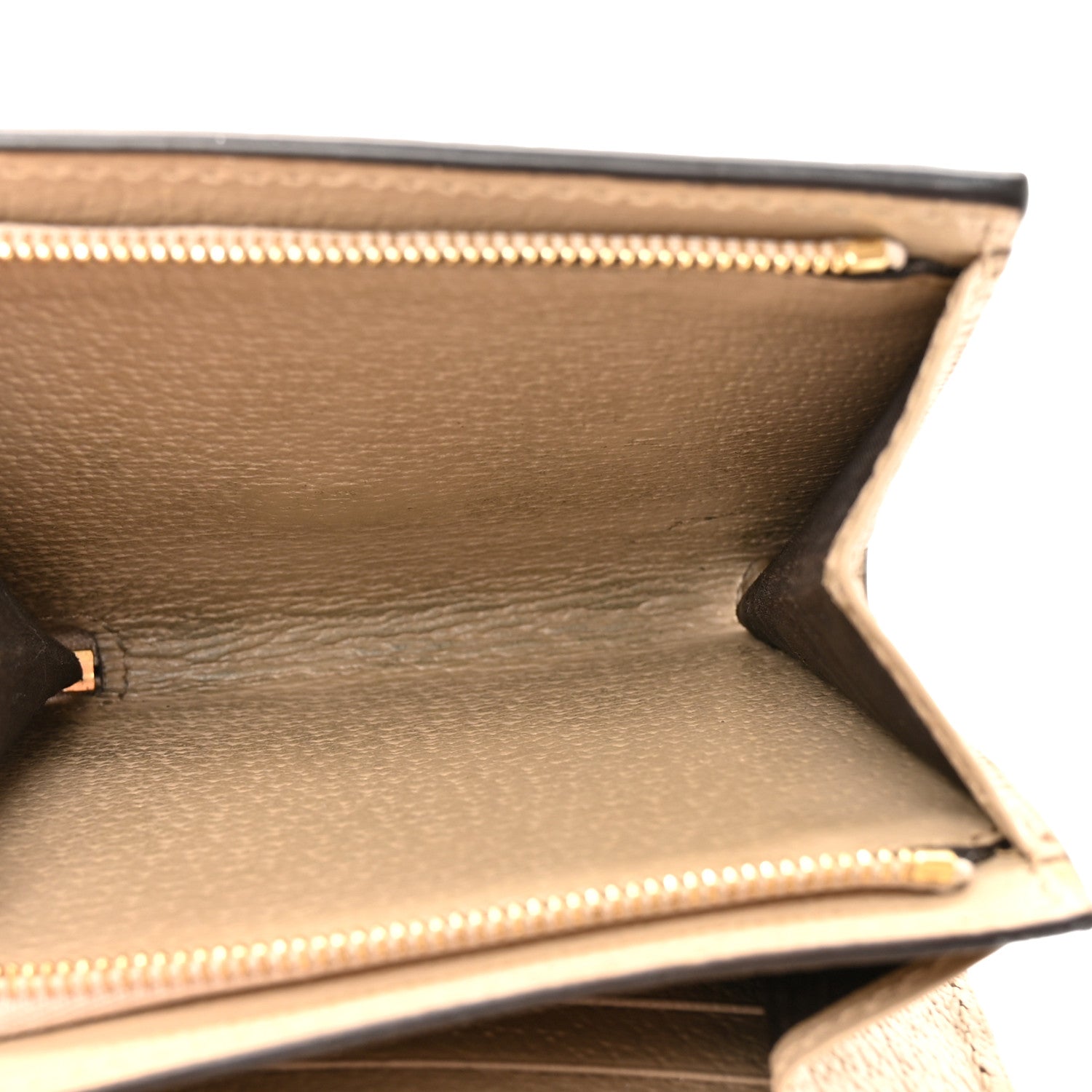 Gucci GG Supreme Monogram Textured Dollar Calfskin Web Ophidia Card Case Wallet Beige Mystic White Oatmeal