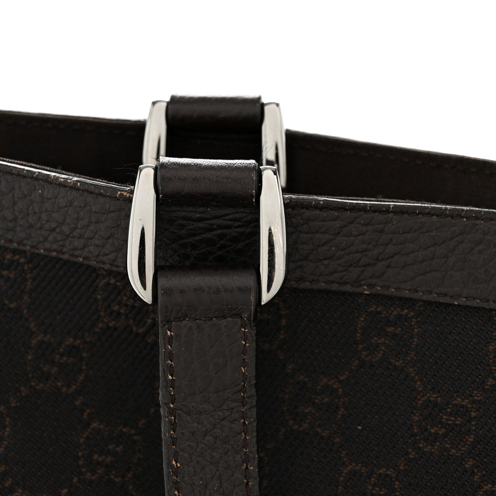 Gucci Denim Monogram Large Abbey Tote Dark Brown