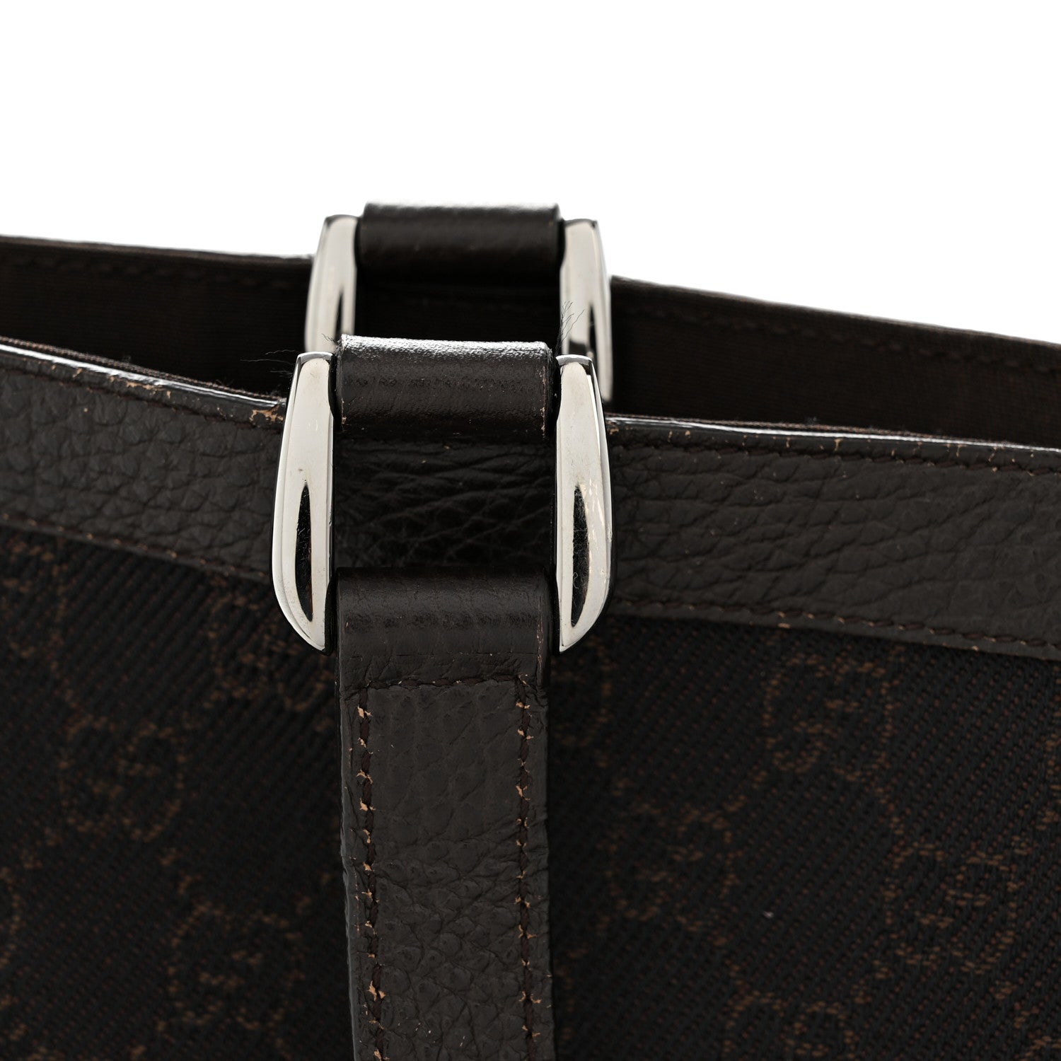 Gucci Denim Monogram Large Abbey Tote Dark Brown
