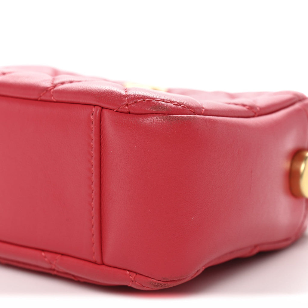 Chanel Lambskin Quilted CC Pearl Crush Camera Case Red