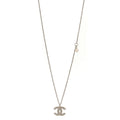 Crystal Pearl CC Pendant Necklace Silver