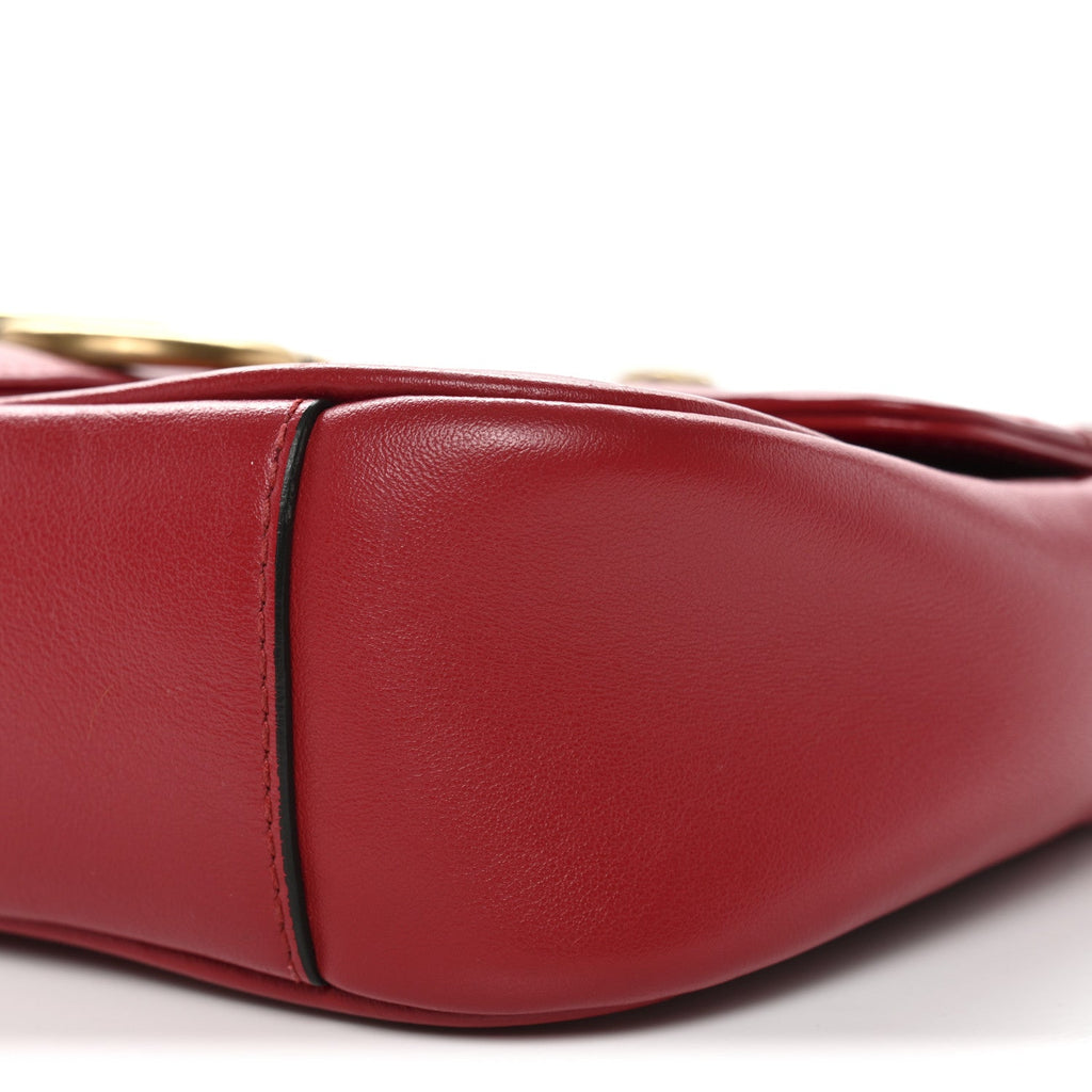 Gucci Calfskin Matelasse Mini GG Marmont Shoulder Bag Hibiscus Red
