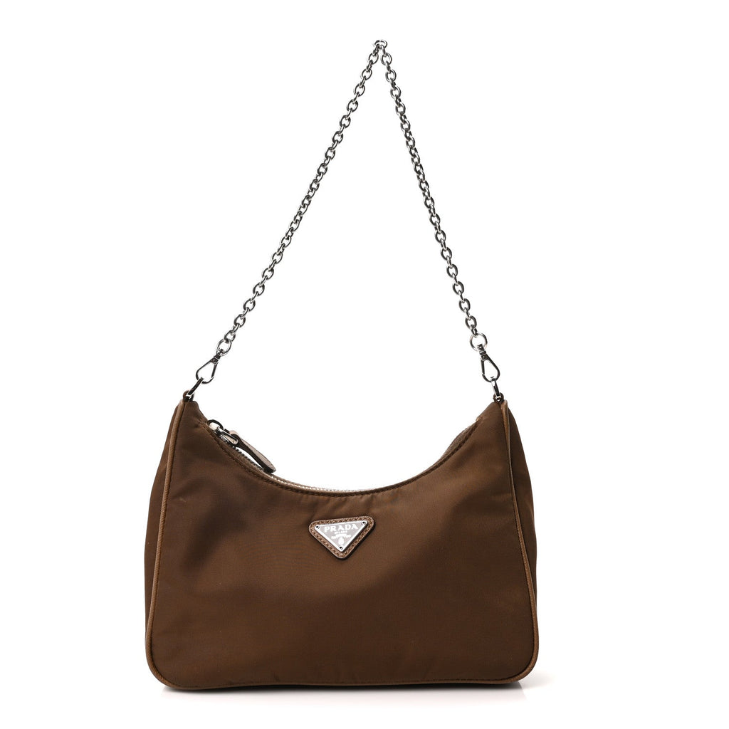 Prada Nylon Re-Edition 2005 Shoulder Bag Cacao