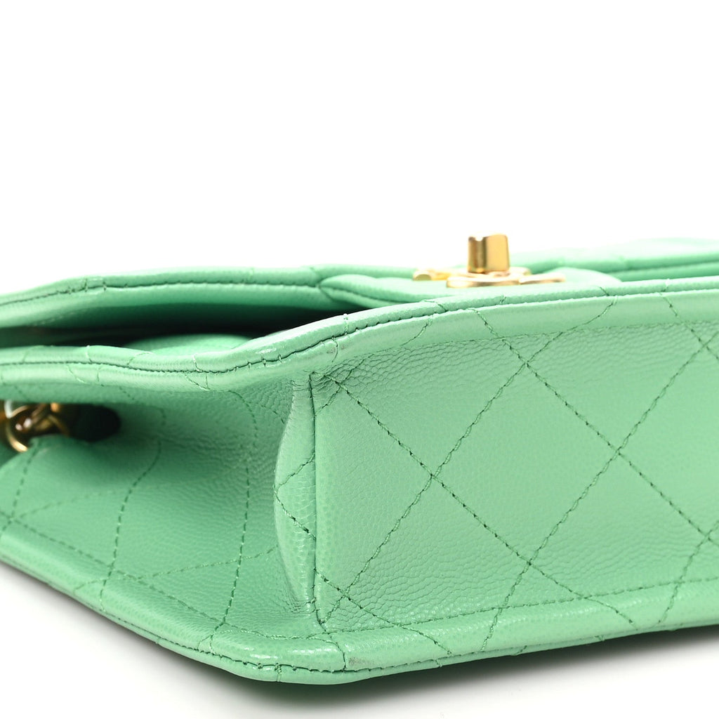 Chanel Caviar Quilted Mini Sweet Classic Flap Green