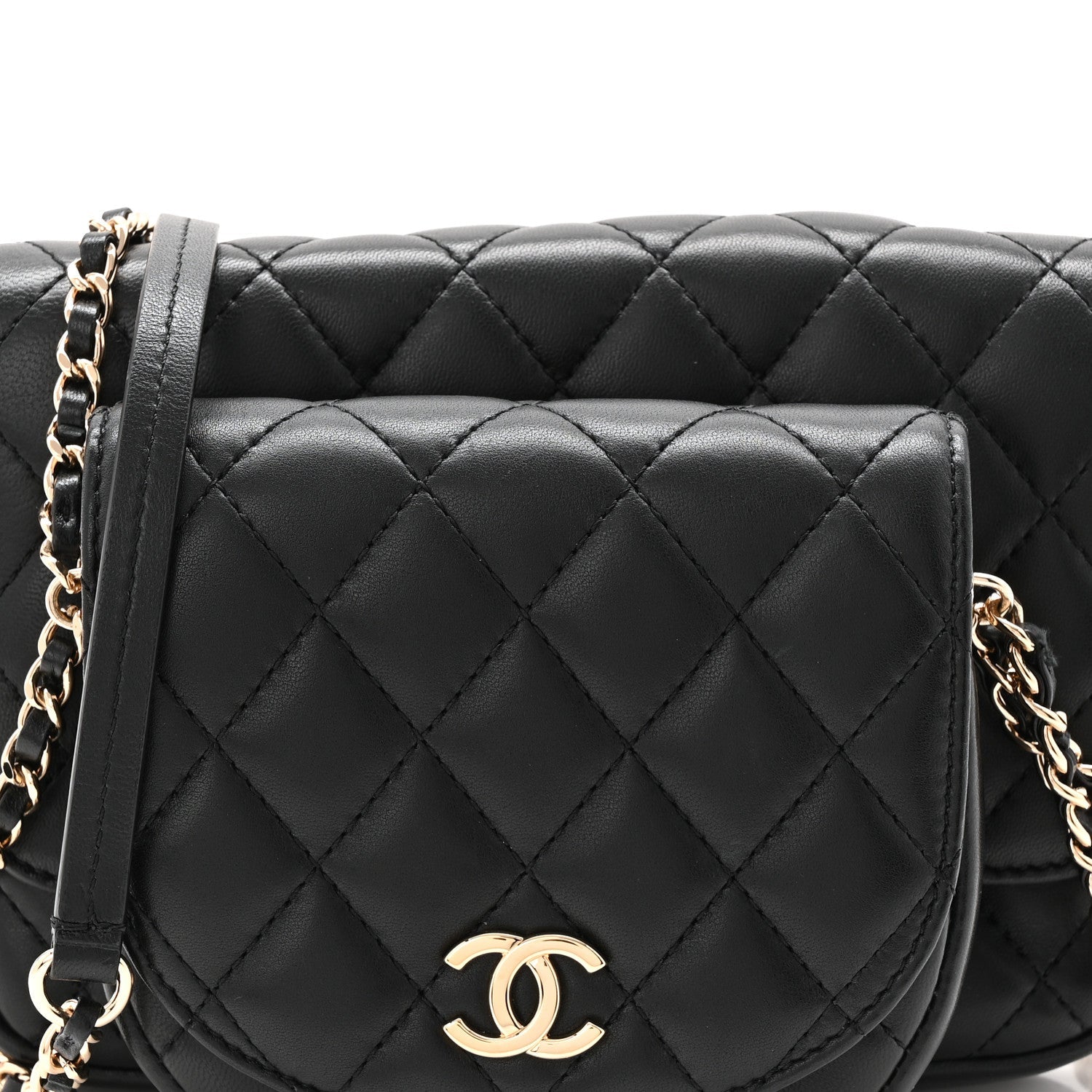 Chanel Lambskin Quilted Side Packs Black