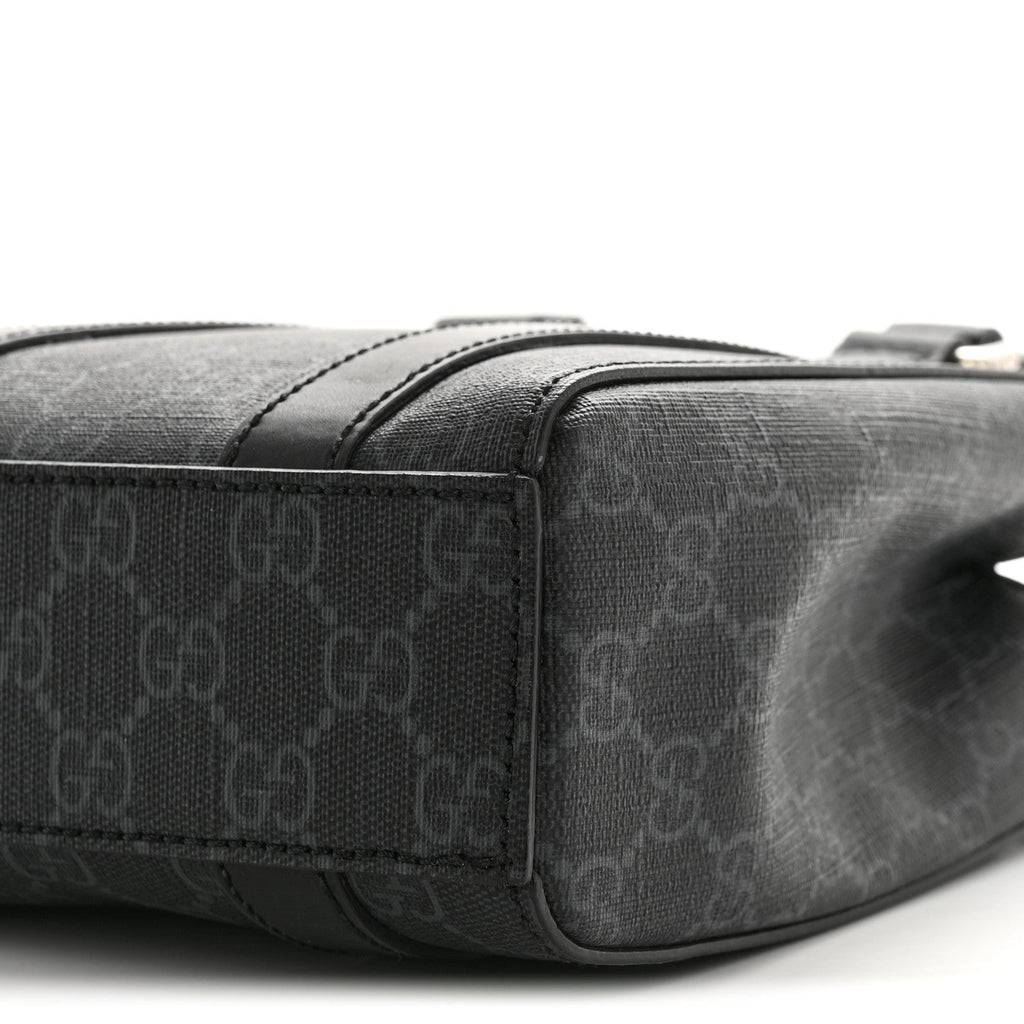 Gucci GG Supreme Monogram Appia Calfskin Web Mini Tote Bag Black