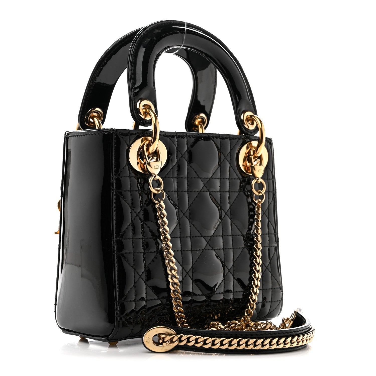 Christian Dior Patent Cannage Mini Lady Dior Black