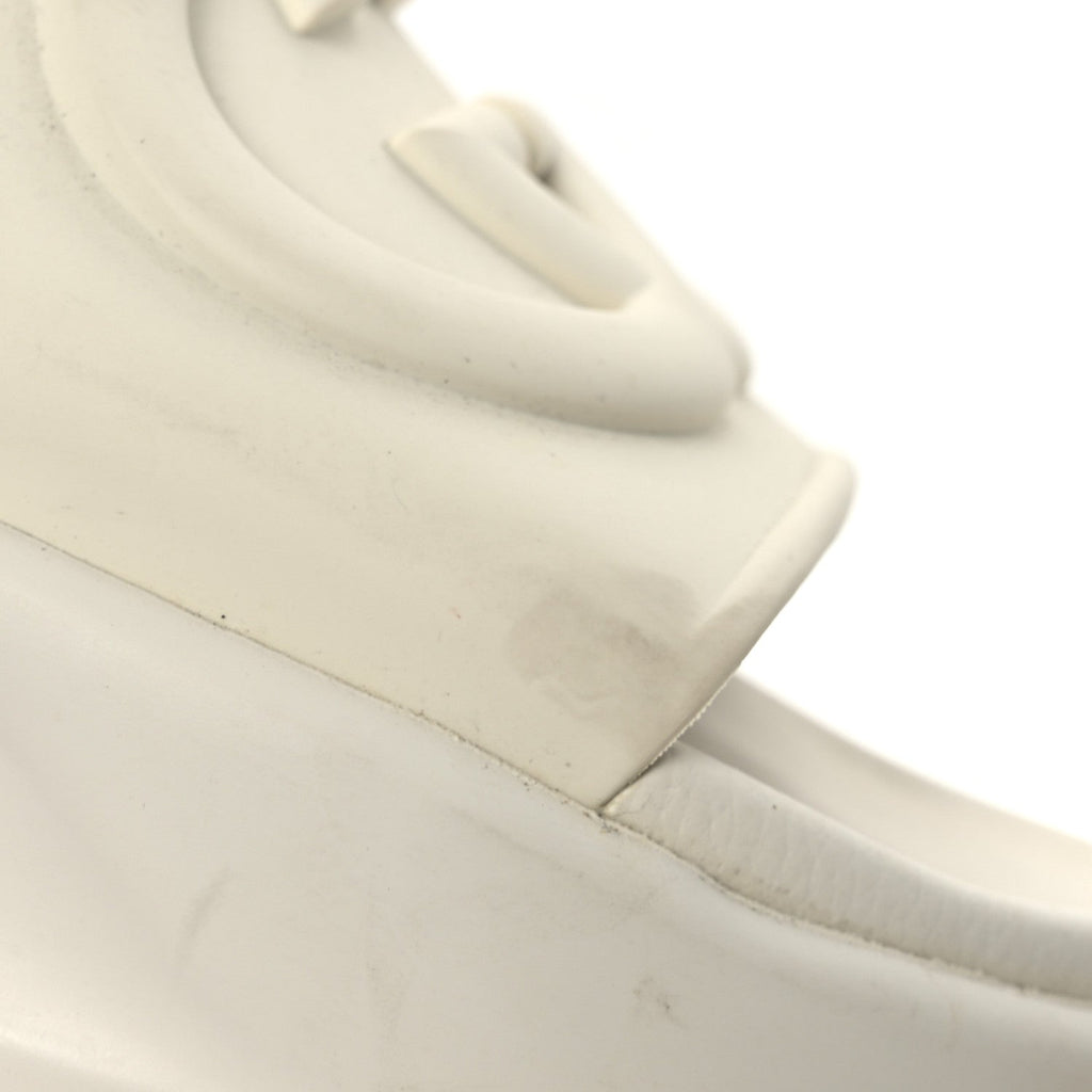 Gucci Soft Rubber Womens Interlocking G Platform 42mm Slide Sandals 40 Off White
