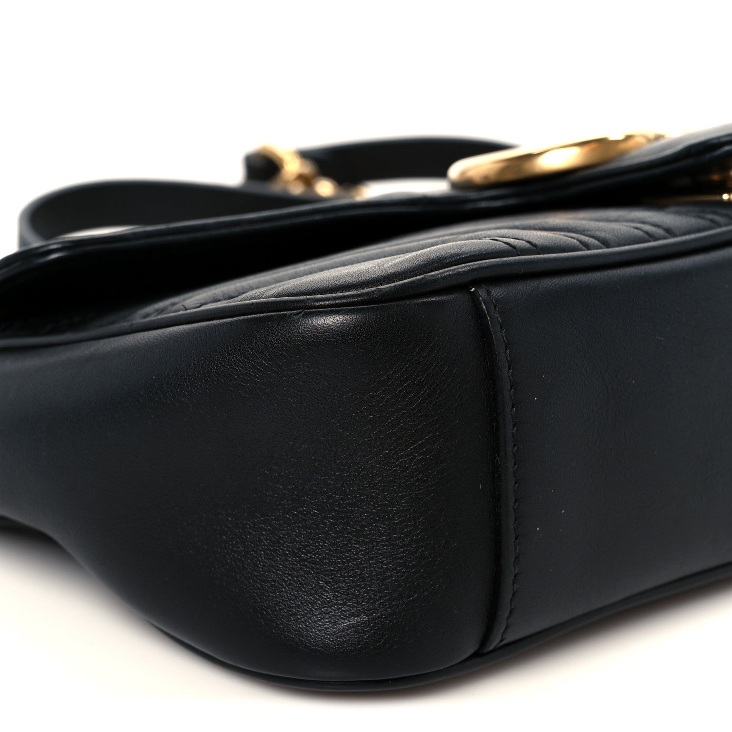 Gucci Calfskin Matelasse Small GG Marmont Shoulder Bag Black