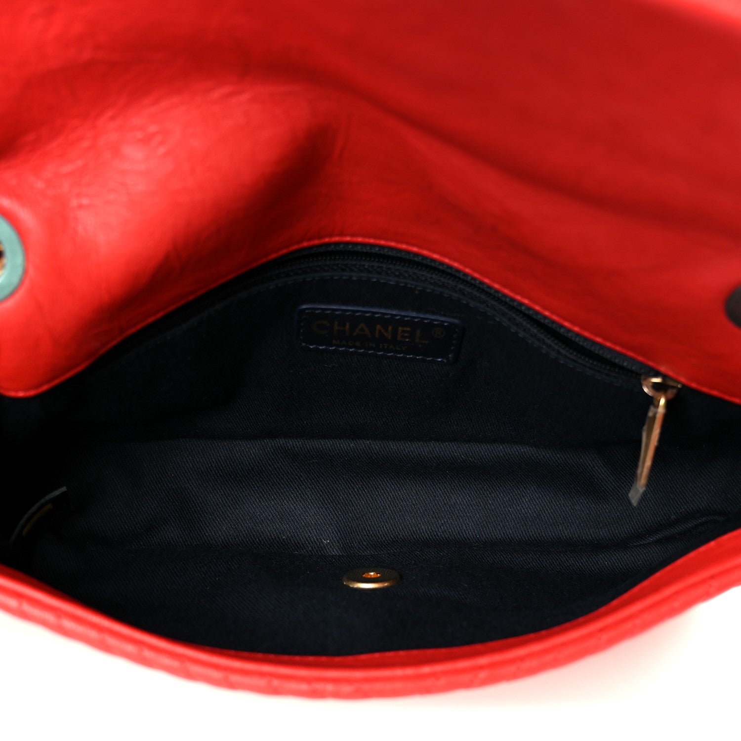 Chanel Wrinkled Lambskin Chevron Quilted Medium Flap Red