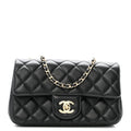 Chanel Lambskin Quilted Mini Rectangular Pearl Crush Flap Black
