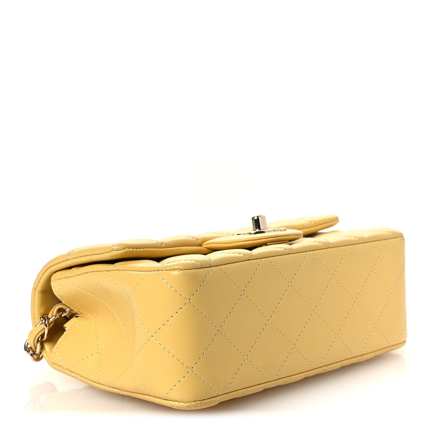 Chanel Lambskin Quilted Mini Rectangular Flap Yellow