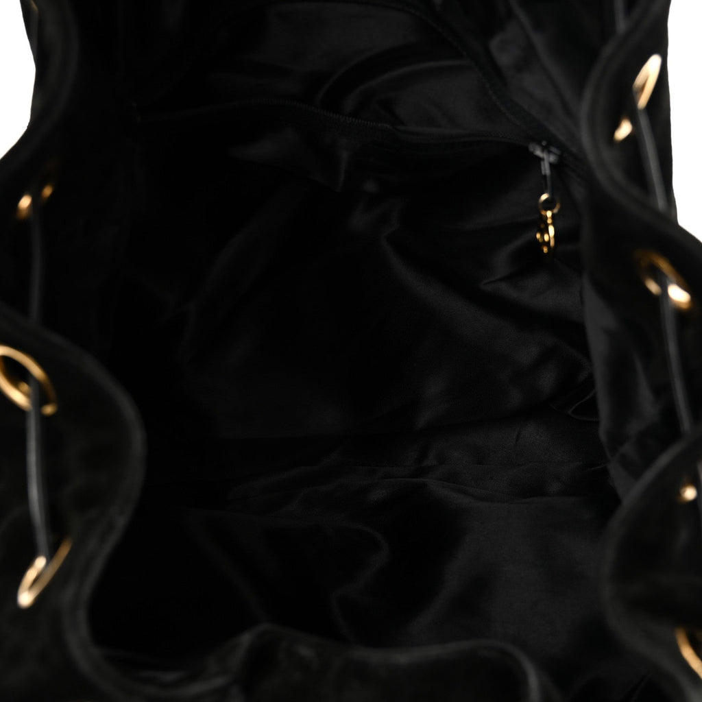 Chanel Suede CC Drawstring Backpack Black
