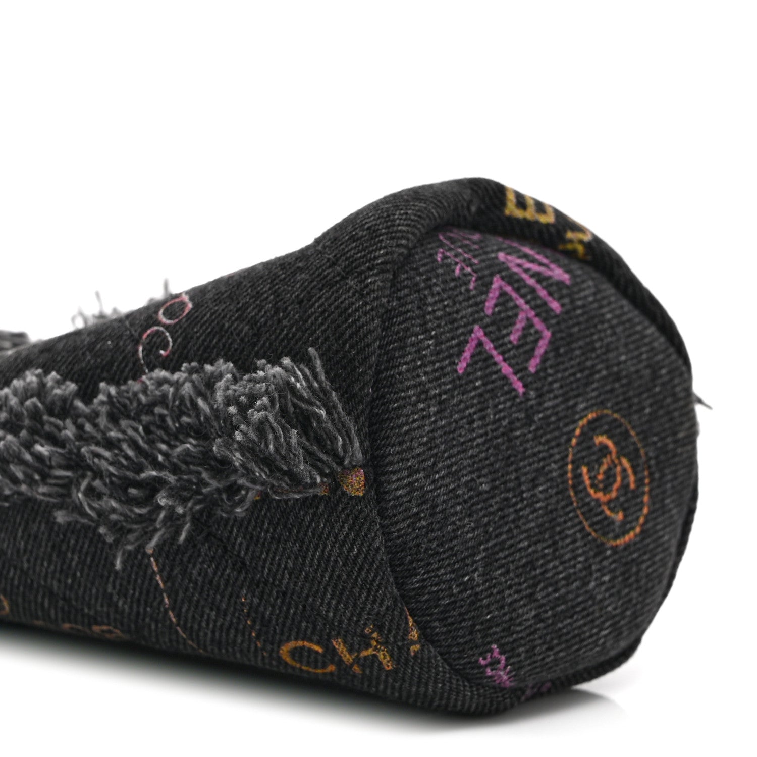 Chanel Denim Quilted Mood Mini Bucket With Chain Black Multicolor
