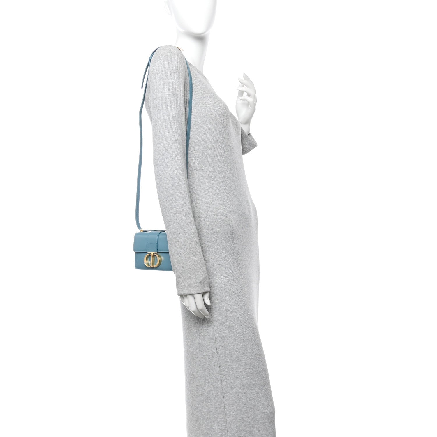 Christian Dior Smooth Calfskin Micro 30 Montaigne Flap Bag Cerulean Blue