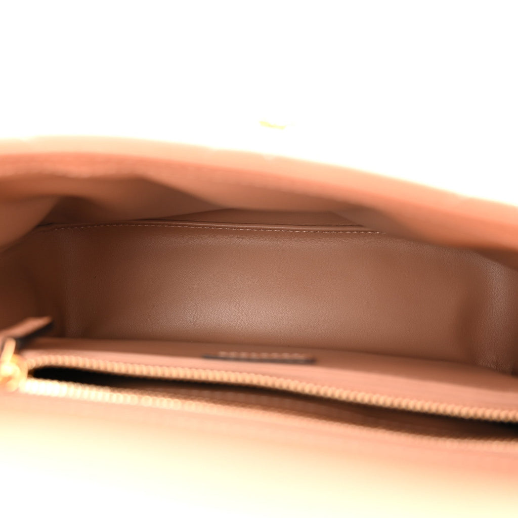 Gucci Calfskin Quilted Small Deco Shoulder Bag Camelia