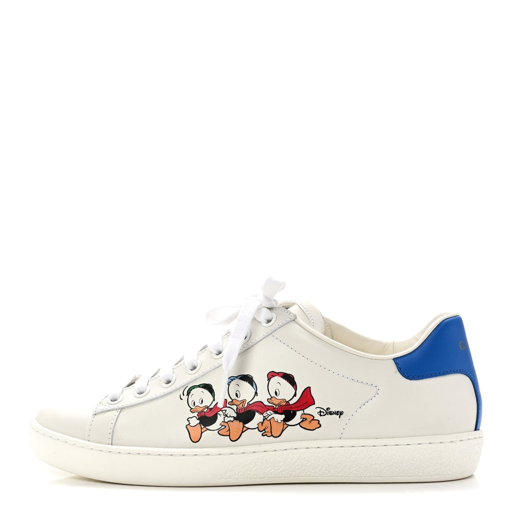 Gucci X DISNEY Calfskin Miro Soft Donald Duck Womens Ace Sneakers 37 White Bright Splash