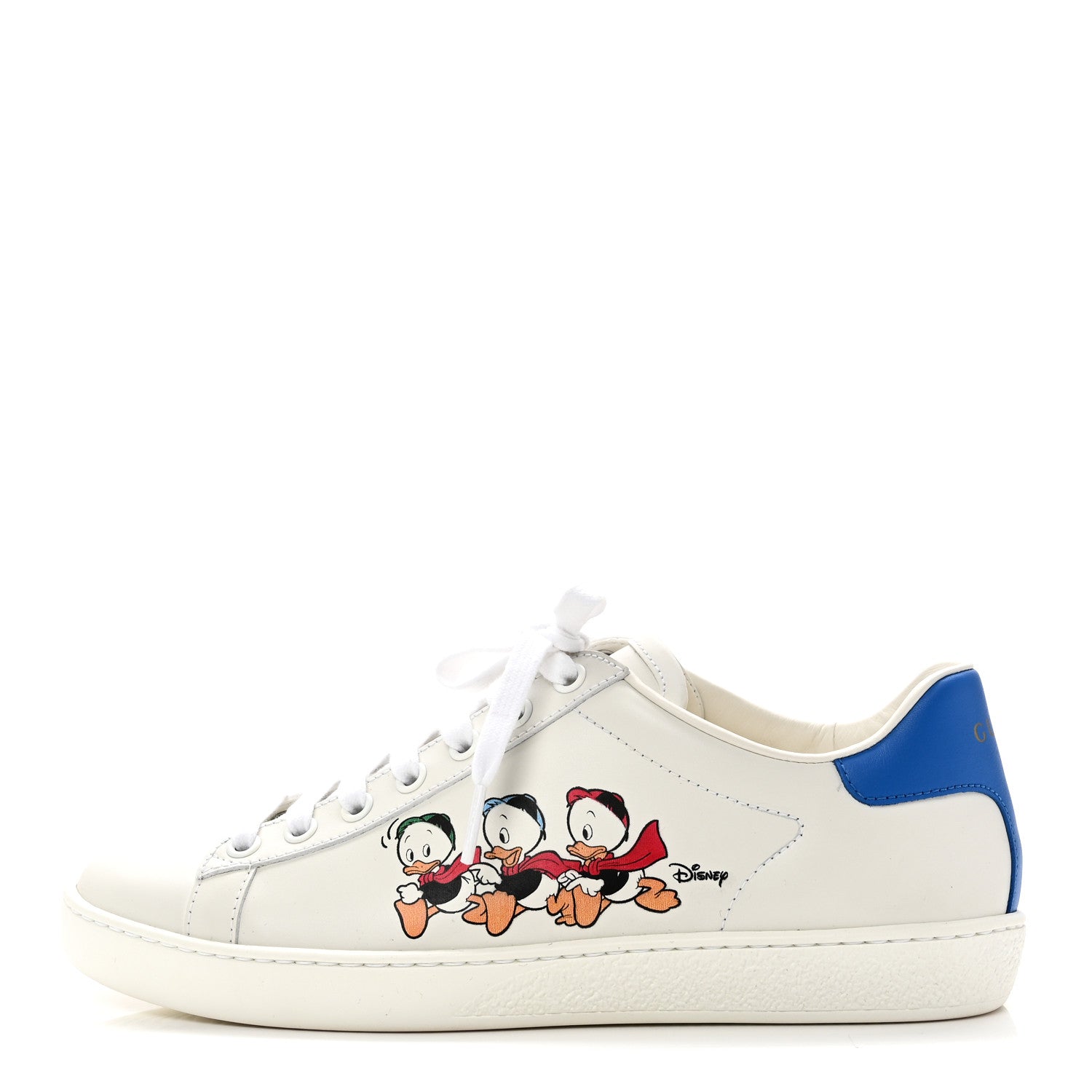 Gucci X DISNEY Calfskin Miro Soft Donald Duck Womens Ace Sneakers 37 White Bright Splash