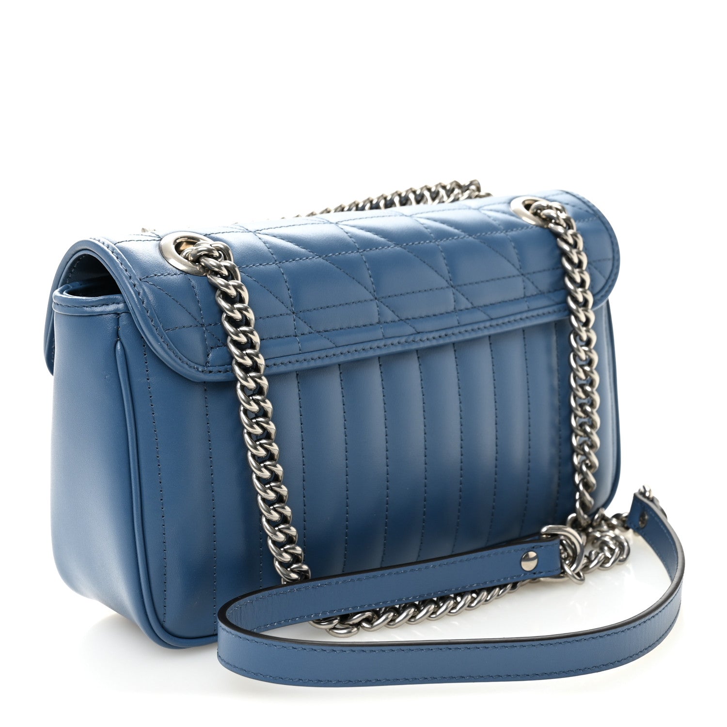 Gucci Calfskin Matelasse Aria Small GG Marmont Shoulder Bag  Clear Blue