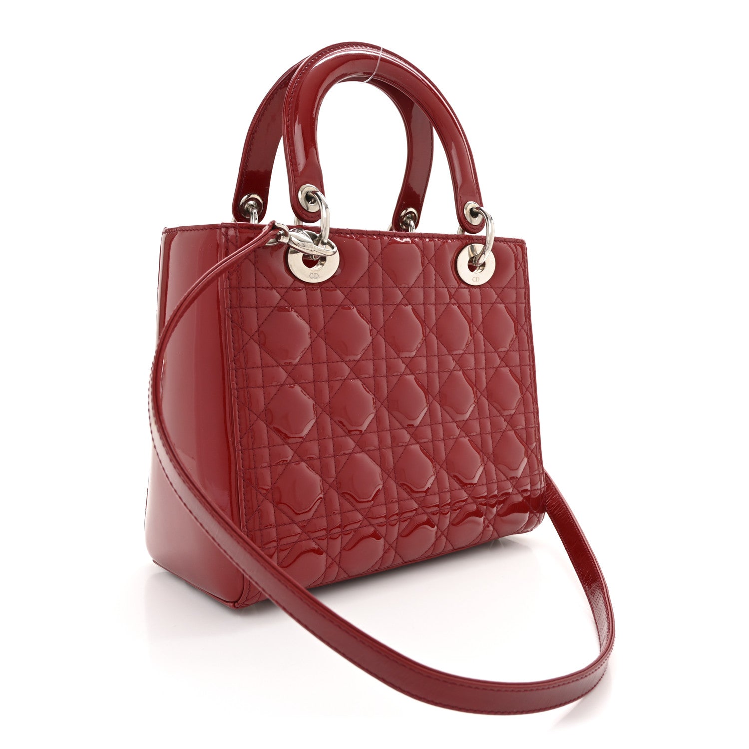 Christian Dior Patent Cannage Medium Lady Dior Red