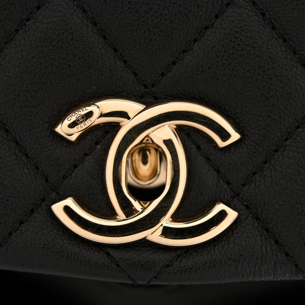Chanel Calfskin Quilted Medium Duma Pockets Drawstring Backpack Black