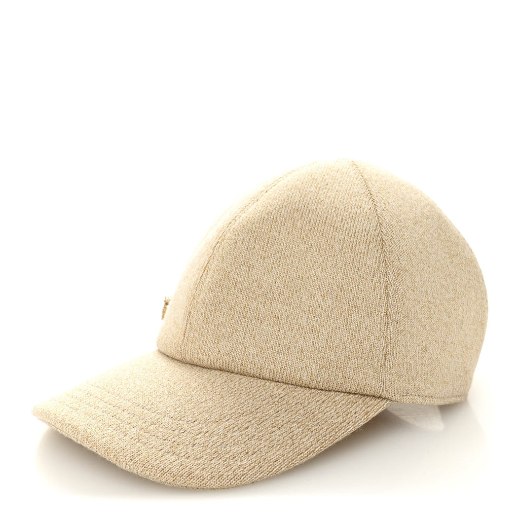 Gucci Wool Lame Double G Crystal Baseball Hat L Beige