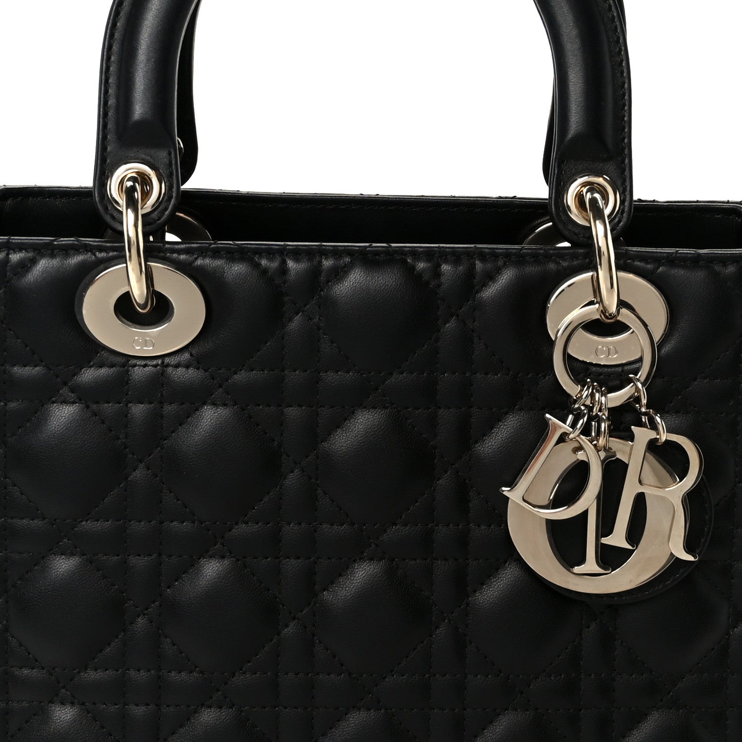 Christian Dior Lambskin Cannage Medium Lady Dior Black