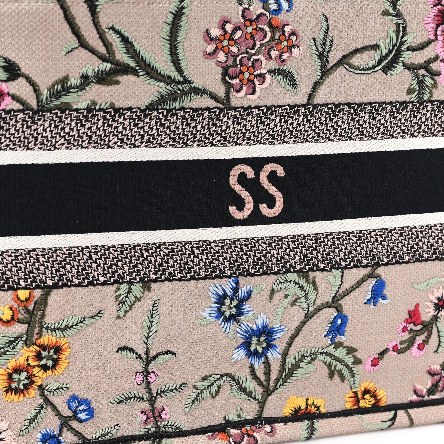 Christian Dior Canvas Embroidered Petites Fleurs Medium Book Tote Rose Multicolor