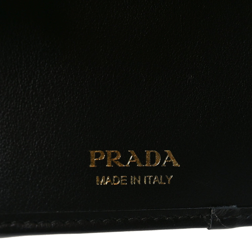 Prada Metal Tri-Fold Compact Wallet Black