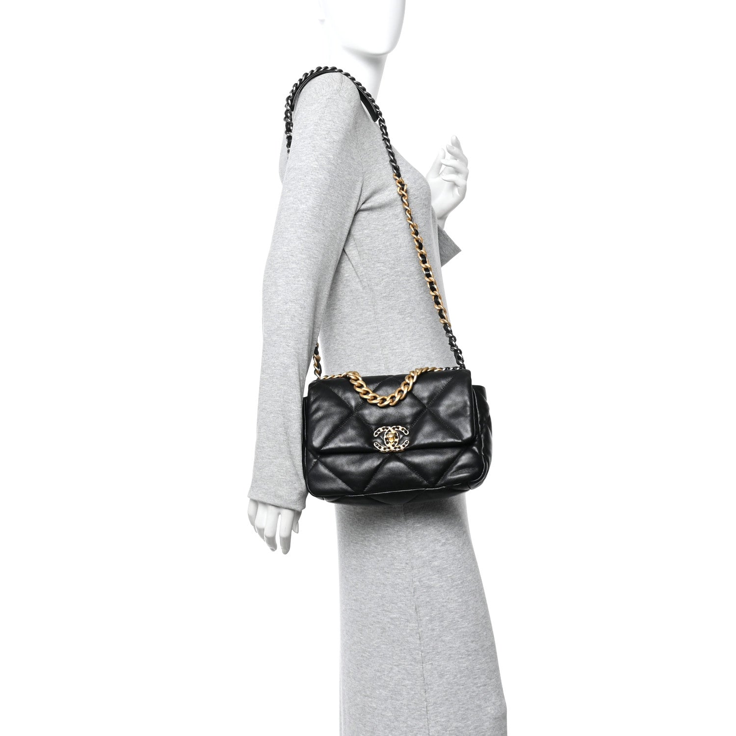 Chanel Lambskin Quilted Medium Chanel 19 Flap Black