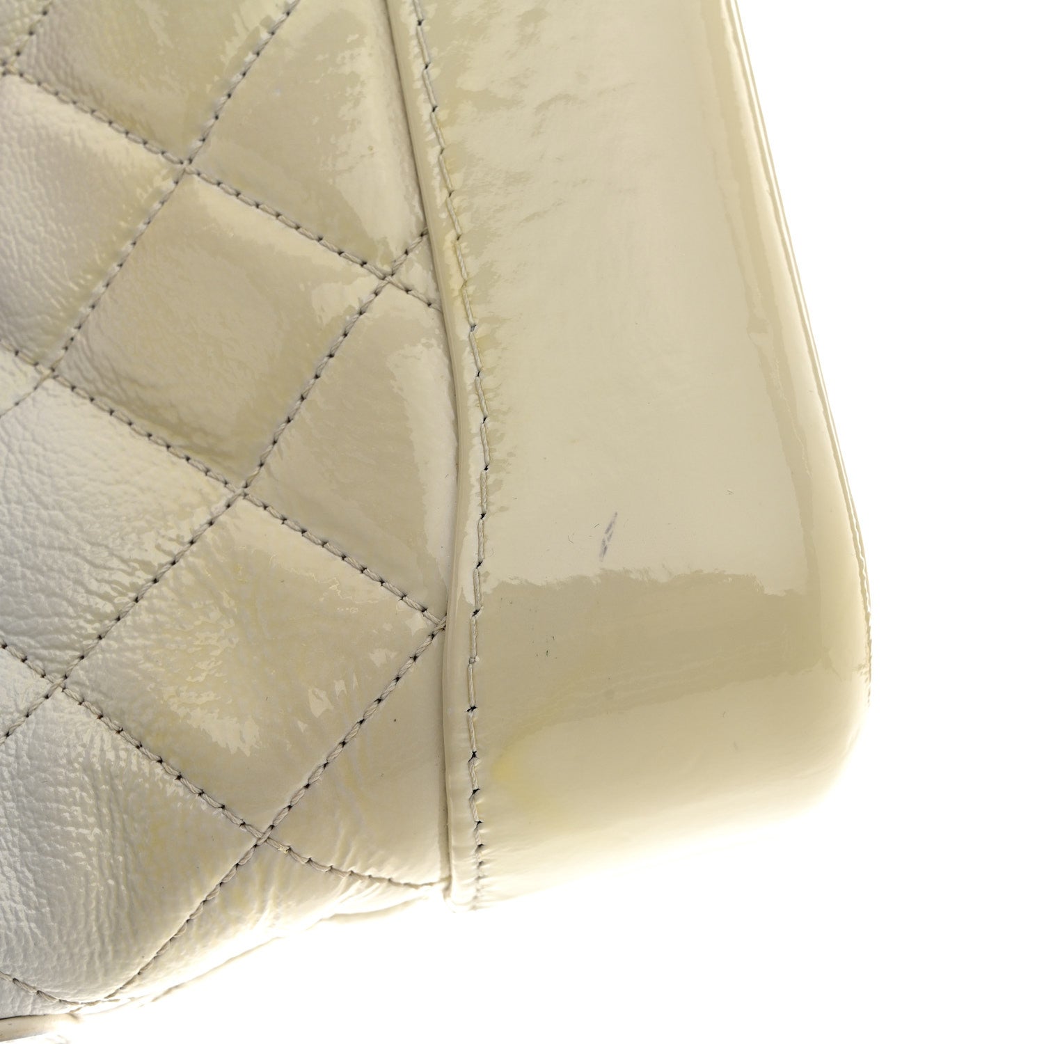 Chanel Patent Goatskin Quilted Small Gabrielle Hobo White