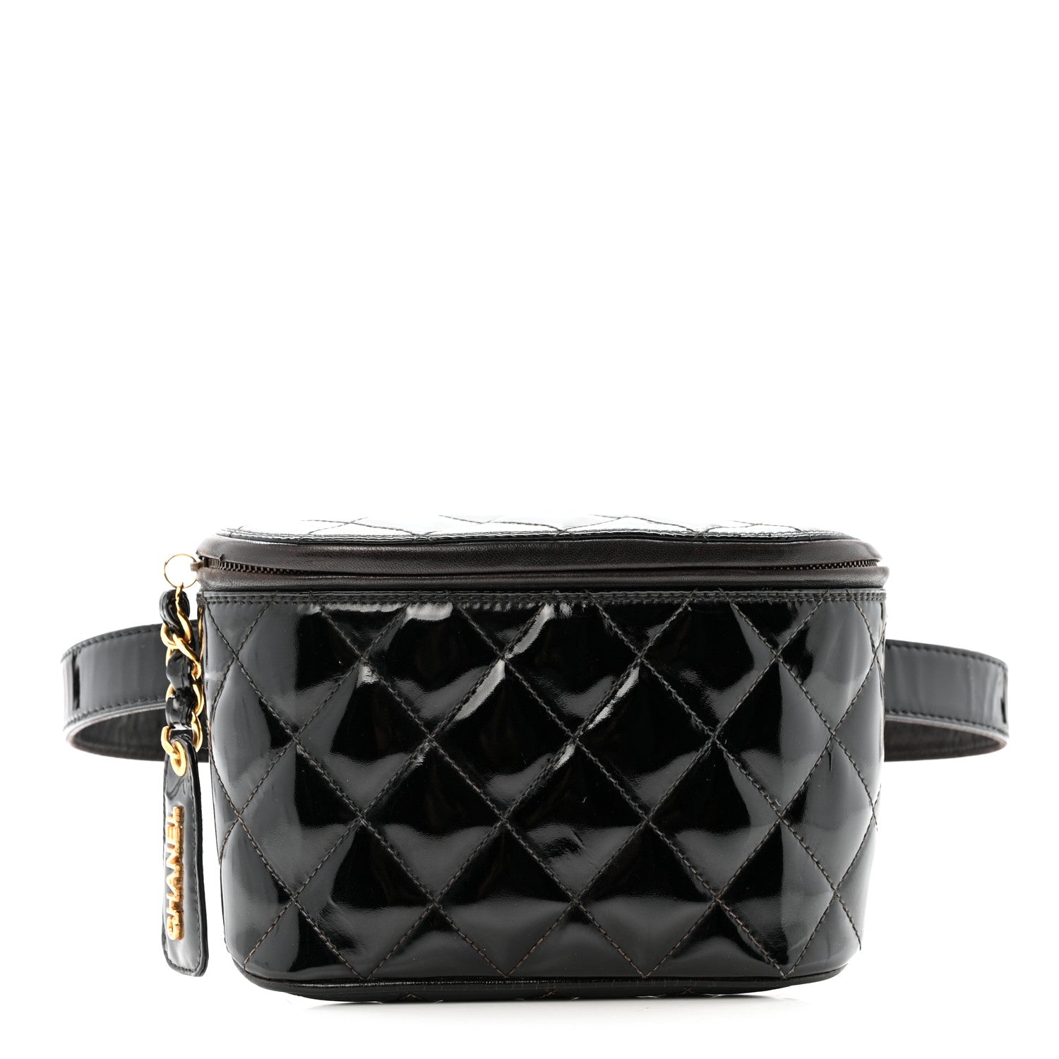 Chanel Patent Calfskin Quilted Waist Belt Bag 70 28 Black