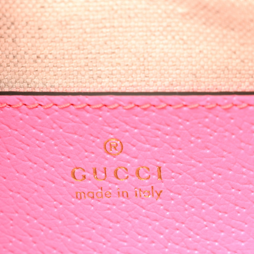 Gucci GG Supreme Monogram Textured Dollar Calfskin Web Ophidia Small Crossbody Bag Beige Ebony Fuchsia
