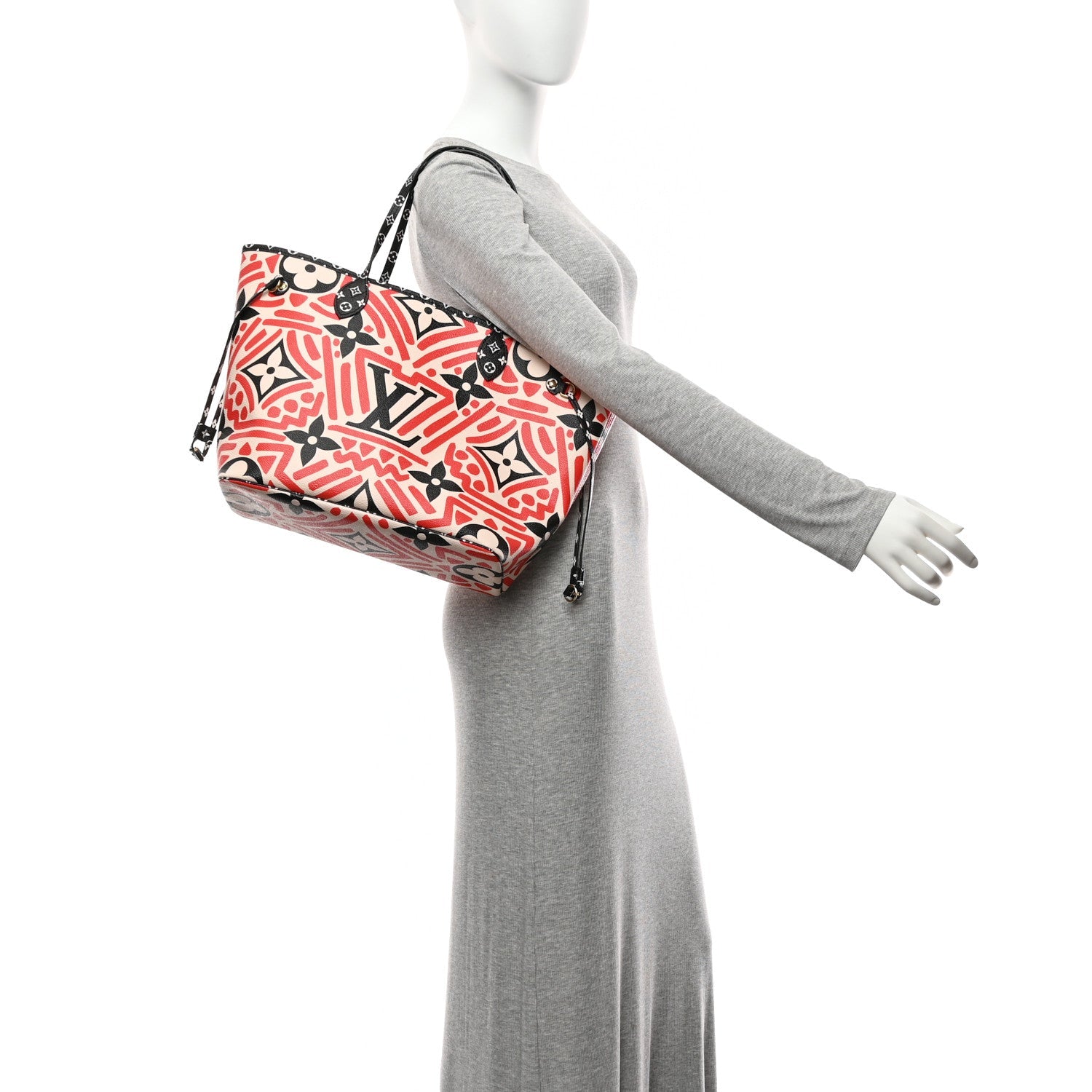 Louis Vuitton Monogram Giant Crafty Neverfull MM Creme Rouge Black