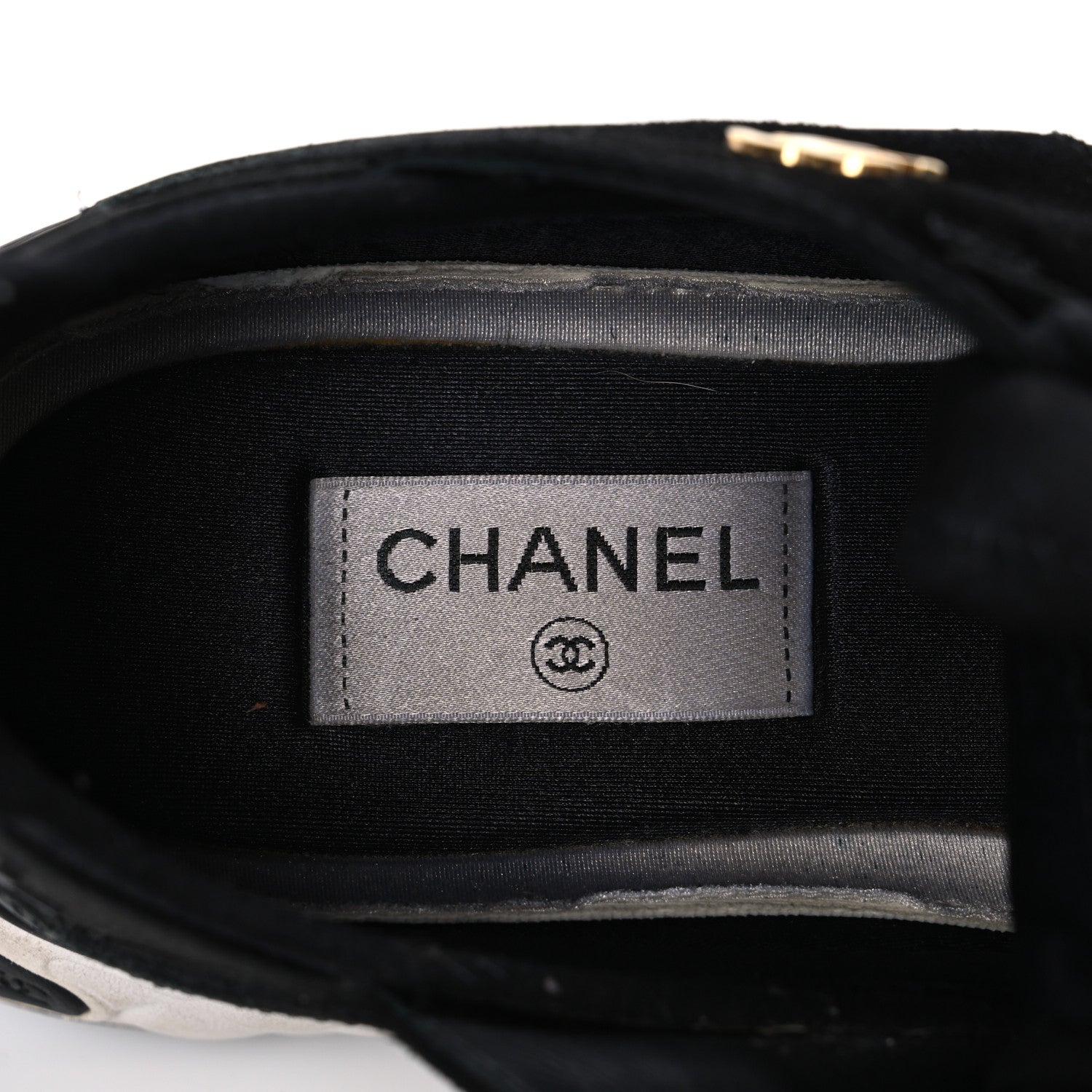 Fabric Calfskin Suede CC Sneakers 41 Black