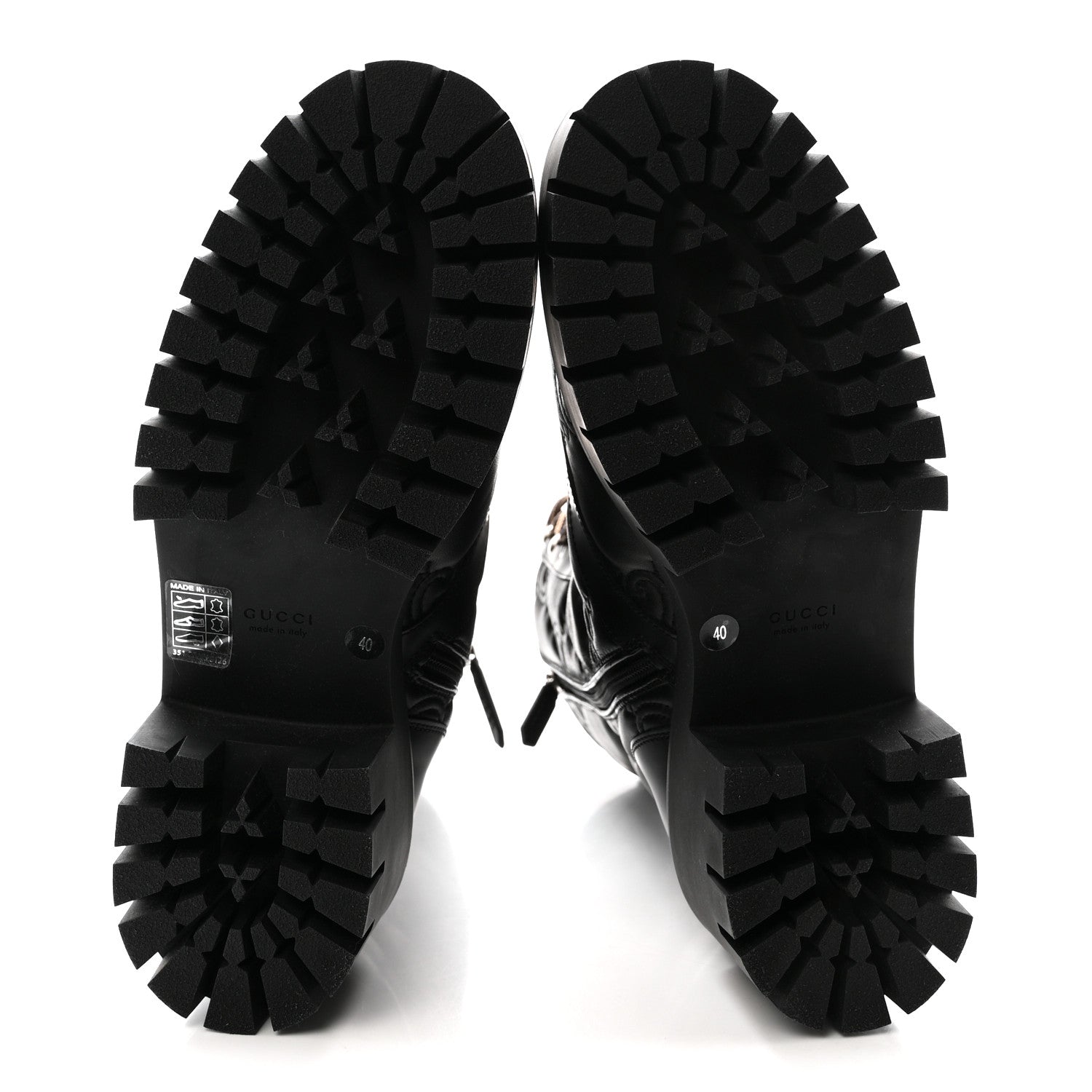 Gucci Cordovan Lux Nappa GG Matelasse Lace Up 60mm Combat Boots 40 Black